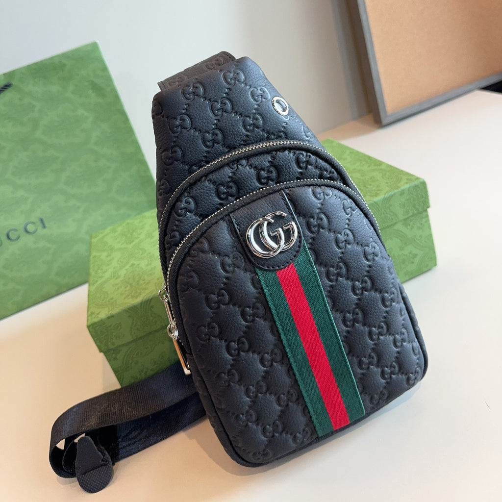 GUI Leather embossed chest bag 1825111301