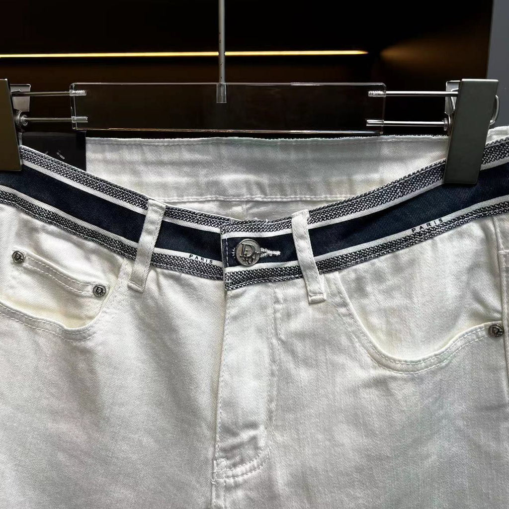 New Arrival Light Luxury Embroidered Men's Jeans Slim-Fit Straight All-Match Stretch Trousers 1024060312