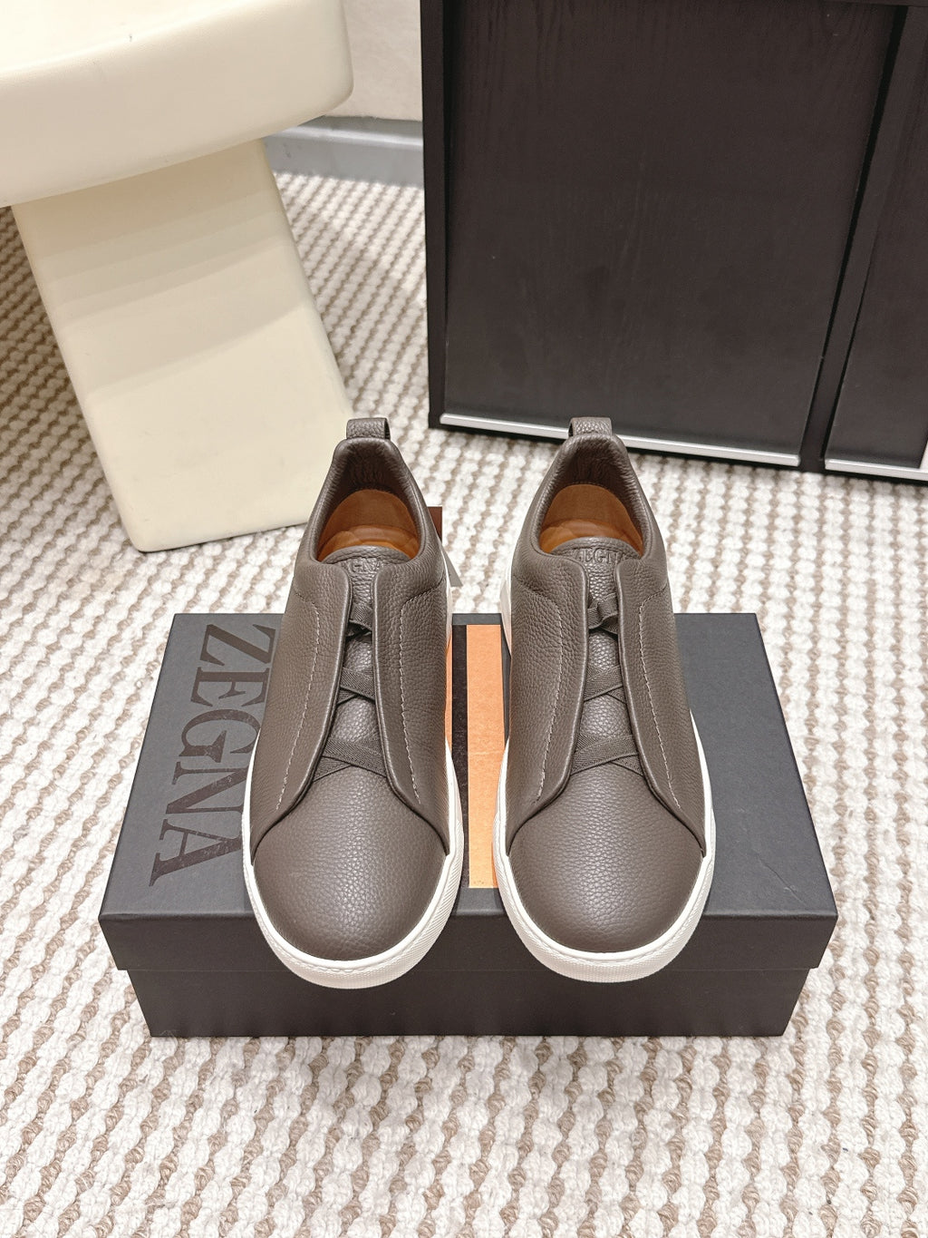 Leather Texture Triple Stitch Sneakers 1826032601