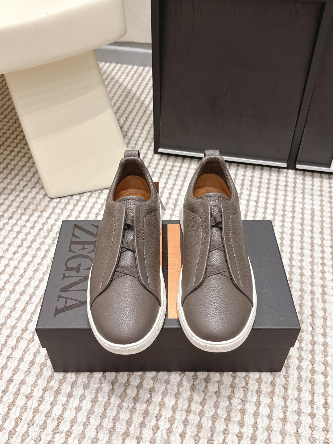 Leather Texture Triple Stitch Sneakers 1826032601