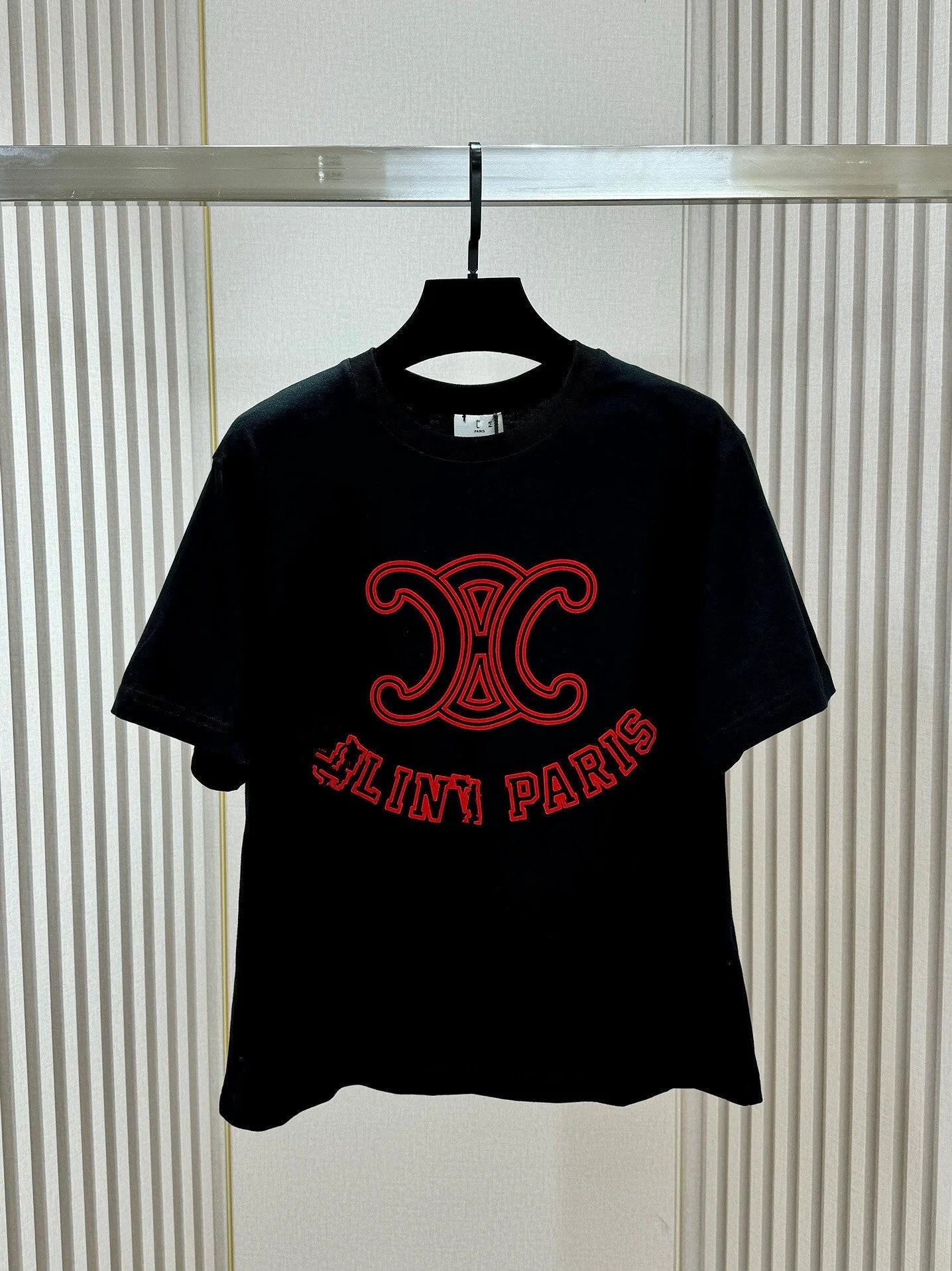 New Flocking Letters Round Neck T-Shirt 1024041201