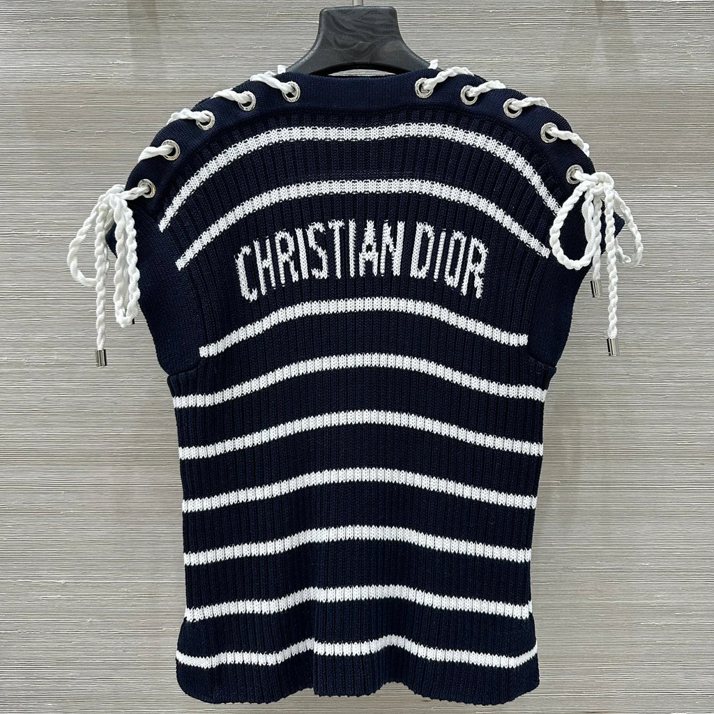 Slant Shoulder Striped Knit Top 1025070309