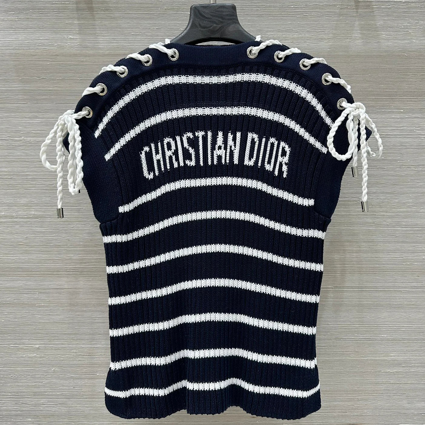 Slant Shoulder Striped Knit Top 1025070309