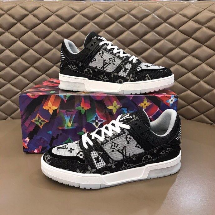 Black embroidered luxury logo men's sneakers running shoes