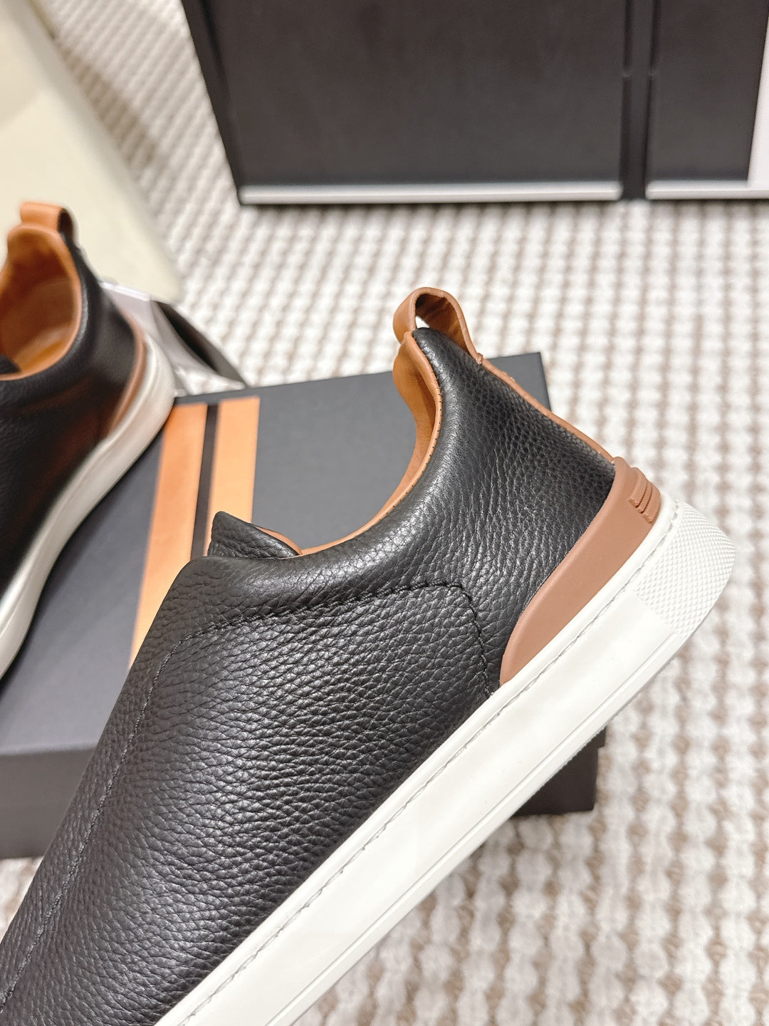 Leather Texture Triple Stitch Sneakers 1826032601