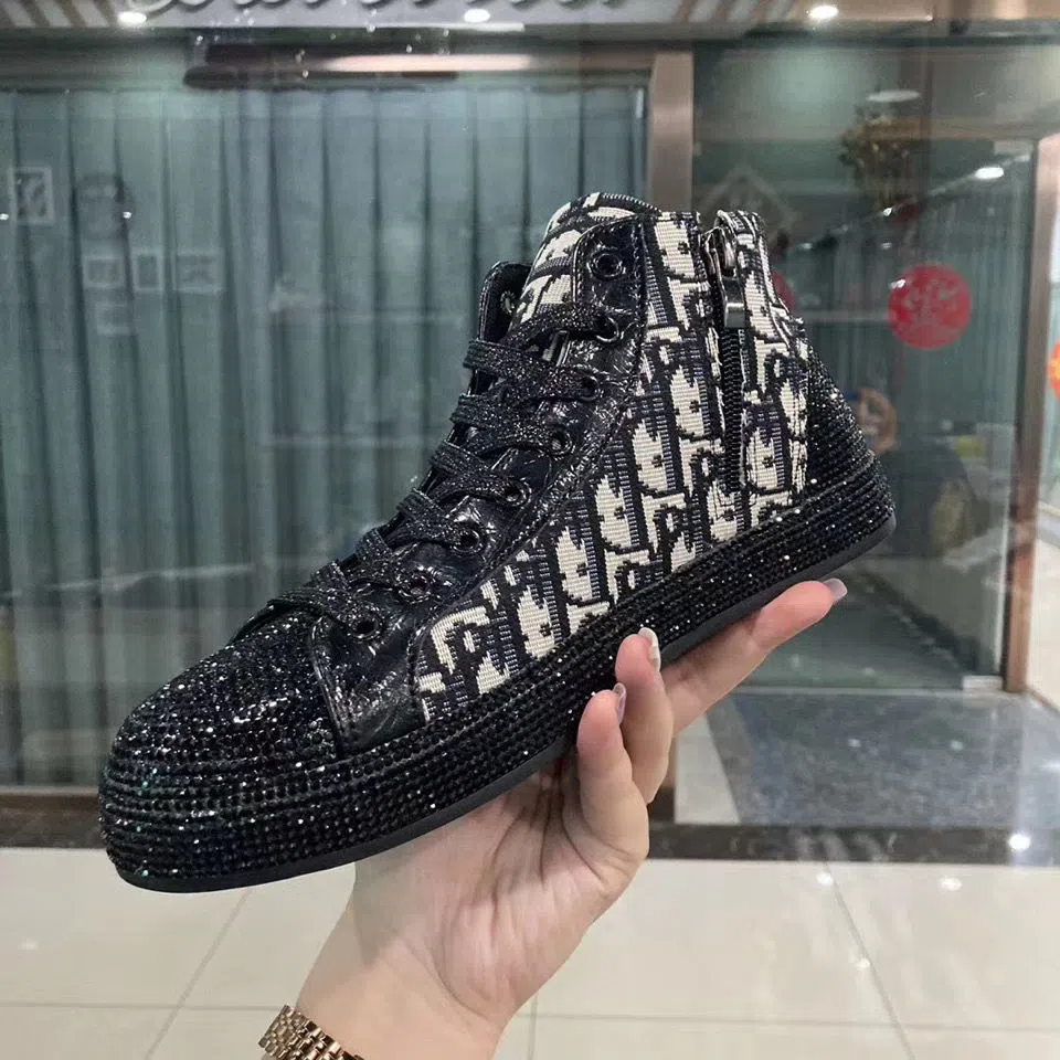 High-top hot diamond fashion casual printed sneakers