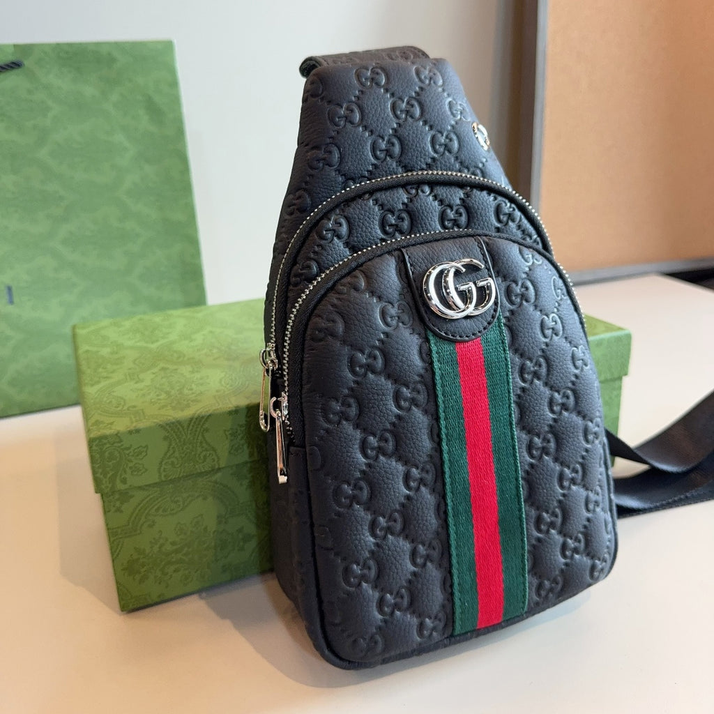 GUI Leather embossed chest bag 1825111301