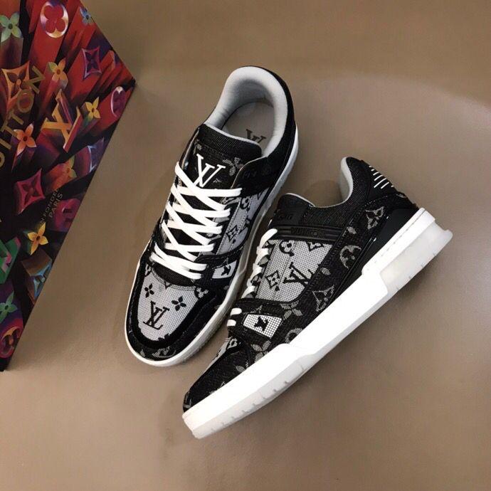 Black embroidered luxury logo men's sneakers running shoes