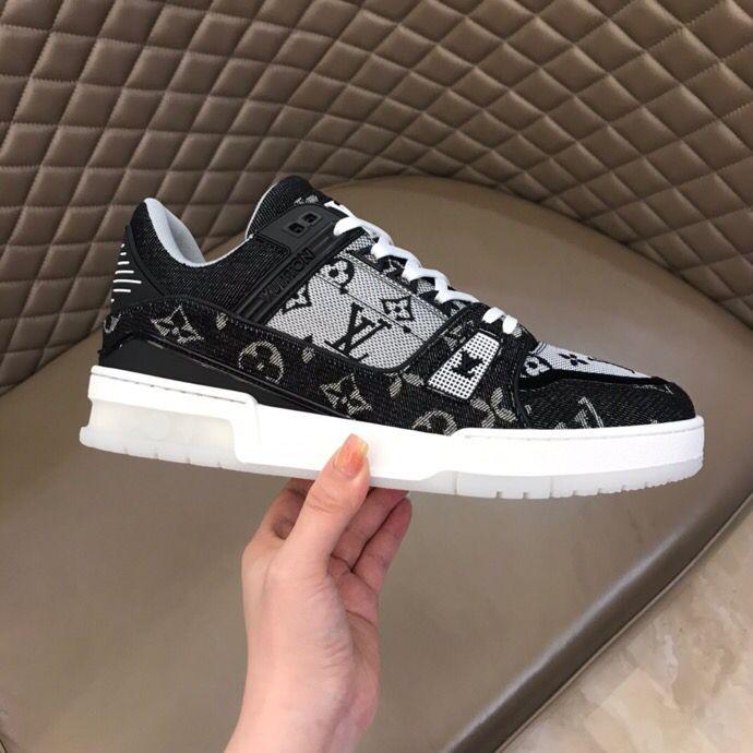 Black embroidered luxury logo men's sneakers running shoes