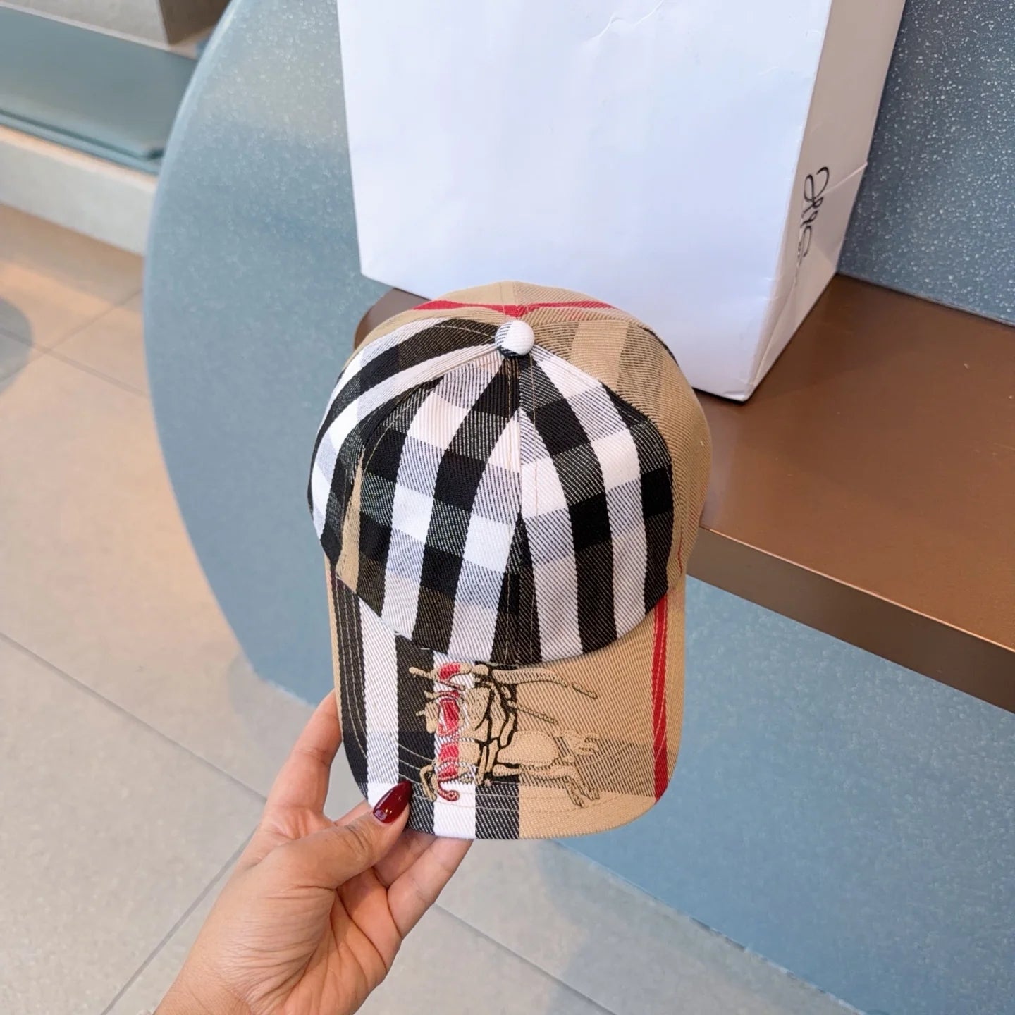 New spring collection checkered baseball cap 1426012803