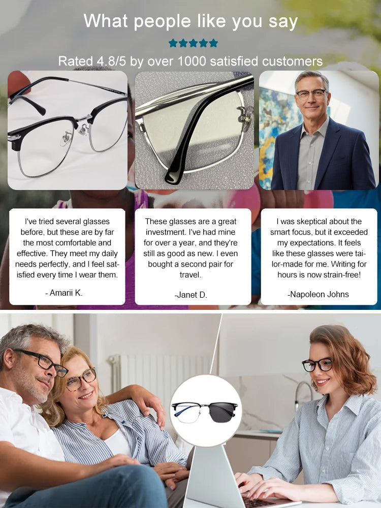 🔥Transform Your Vision with Revolutionary Auto-Zoom Glasses【Auto-focus blue light blocking reading glasses】