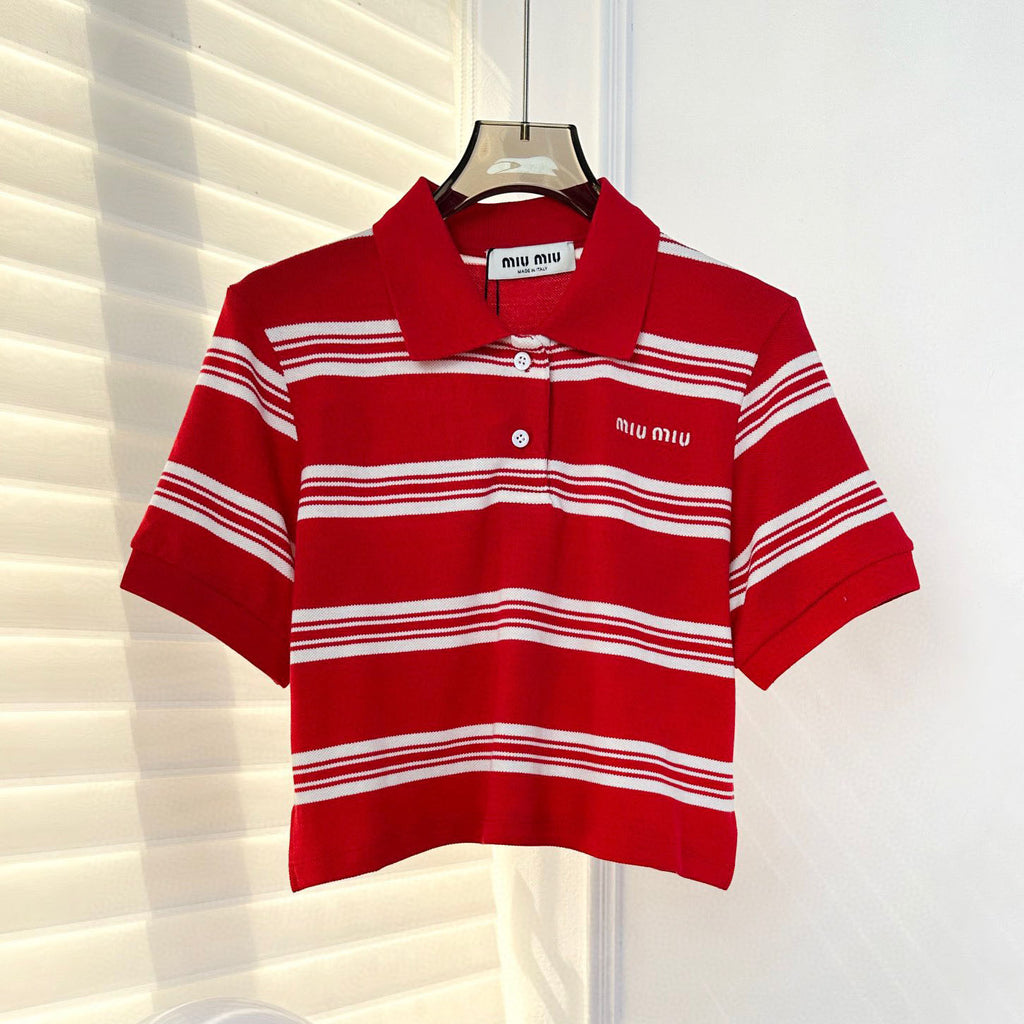 M 24SS Contrast Color Striped Short Polo Short Sleeve 1824072302