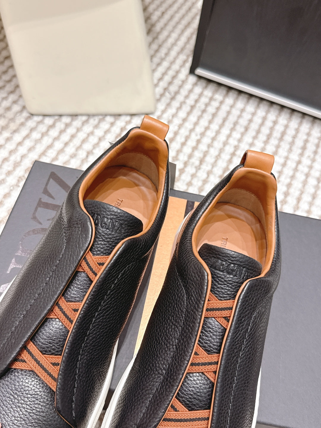 Leather Texture Triple Stitch Sneakers 1826032601