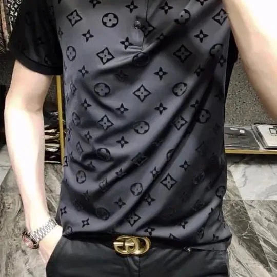 European Station men's POLO shirt business short sleeve T-shirt lapel H03