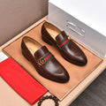 Gentleman Men's Shoes Leather Popular Classic Pesbyterian Pattern Loafers G07