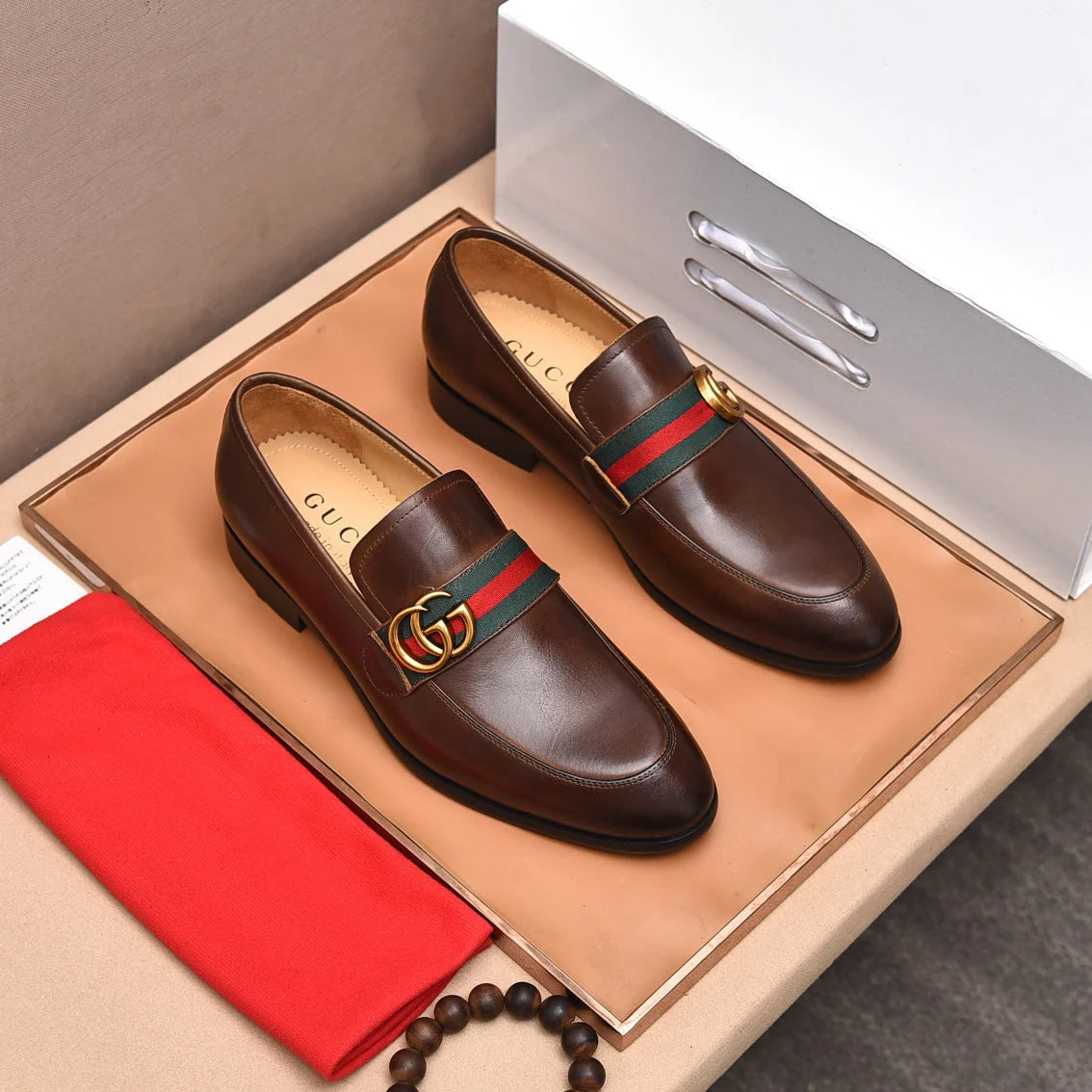 Gentleman Men's Shoes Leather Popular Classic Pesbyterian Pattern Loafers G07