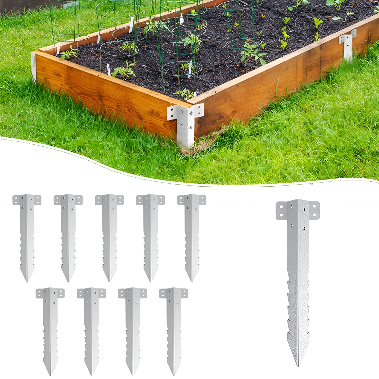 Cross Border Garden Fence Post Repair Stakes Serrated Fence Post Brackets