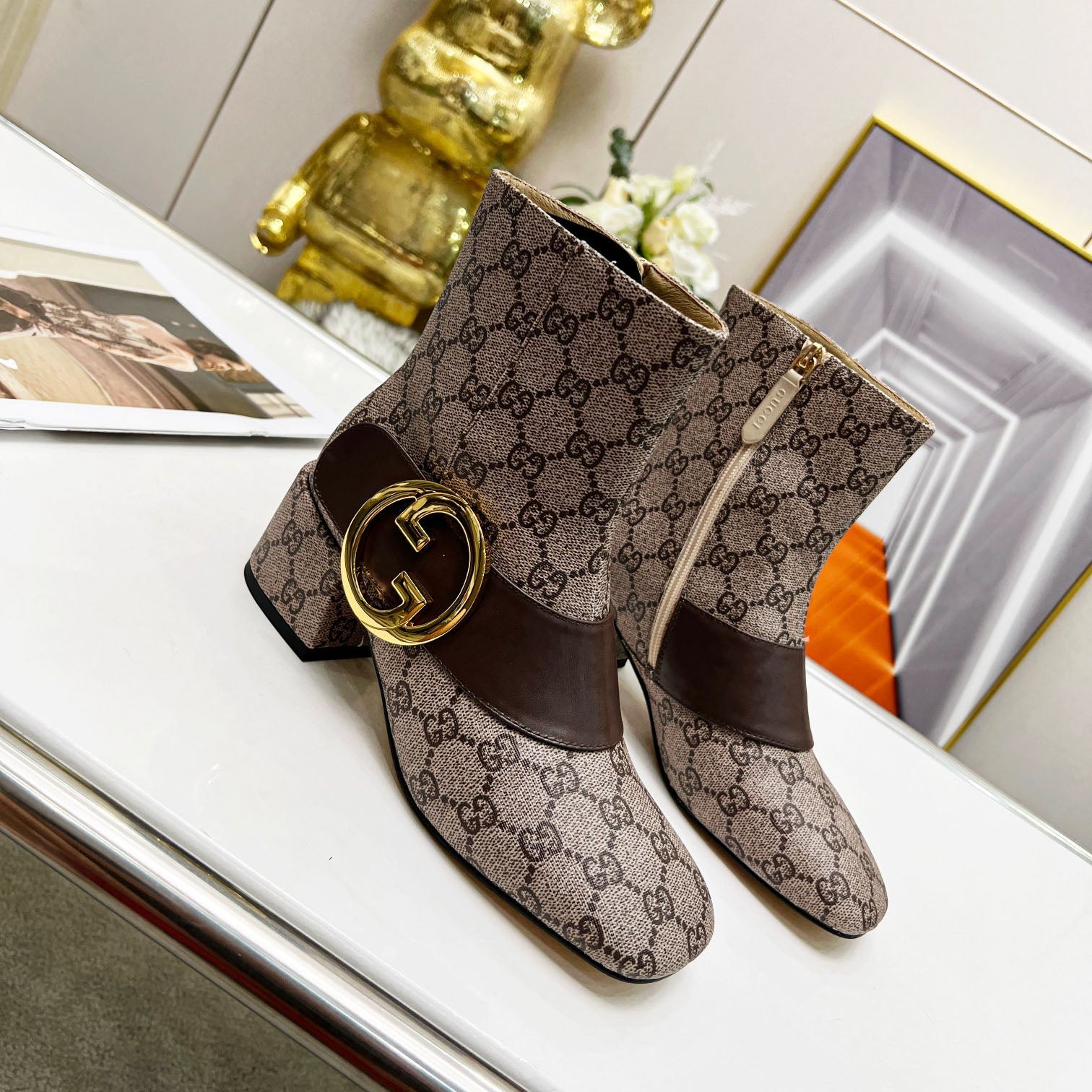 New chunky heel nude boots fashion boots
