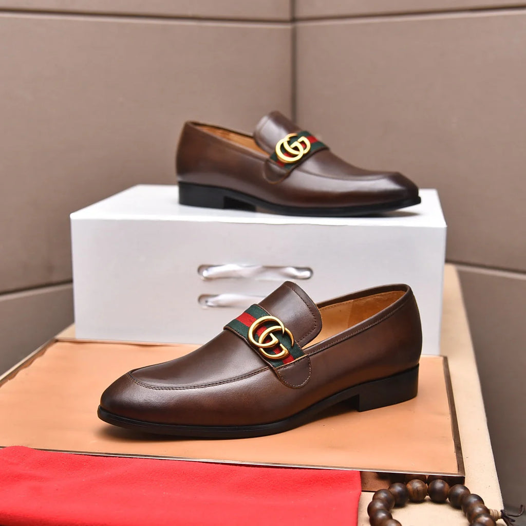 Gentleman Men's Shoes Leather Popular Classic Pesbyterian Pattern Loafers G07