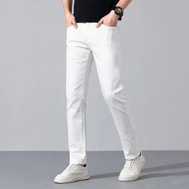 New Arrival Light Luxury Embroidered Men's Jeans Slim-Fit Straight All-Match Stretch Trousers 1024060312