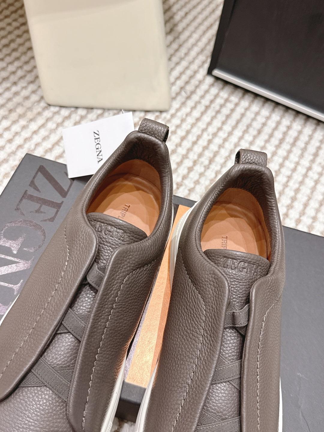 Leather Texture Triple Stitch Sneakers 1826032601