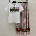 New Fashion Casual Old Flower GG Pinted Short Sleeve + Half Body Skirt 1025070201