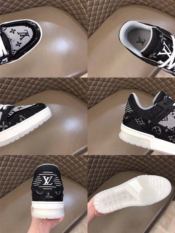 Black embroidered luxury logo men's sneakers running shoes