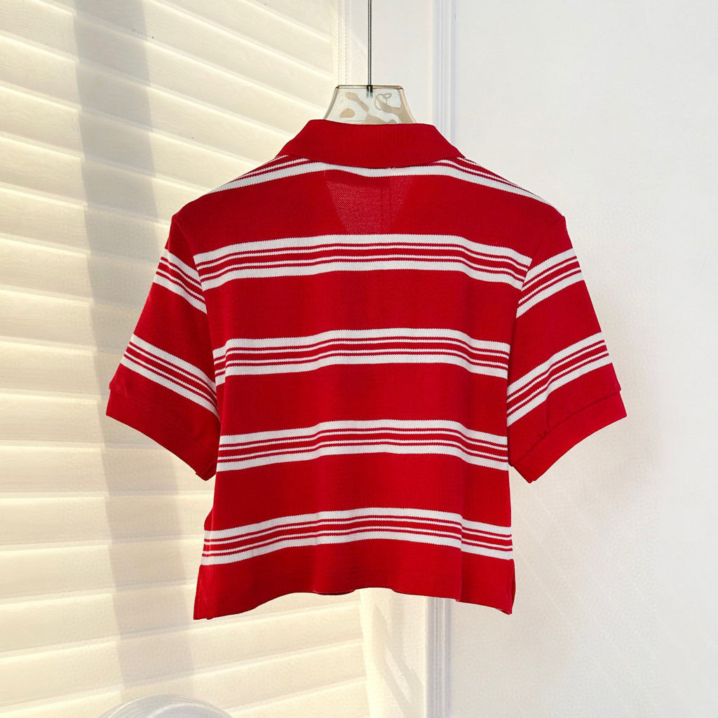 M 24SS Contrast Color Striped Short Polo Short Sleeve 1824072302