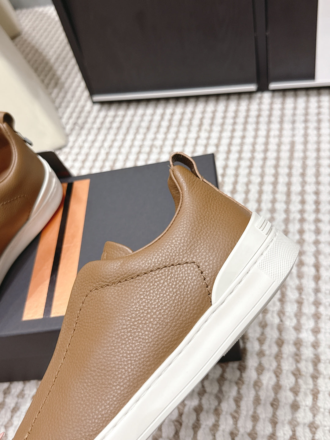 Leather Texture Triple Stitch Sneakers 1826032601
