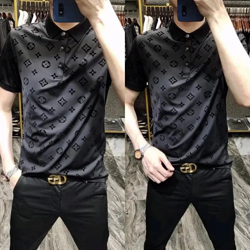 European Station men's POLO shirt business short sleeve T-shirt lapel H03