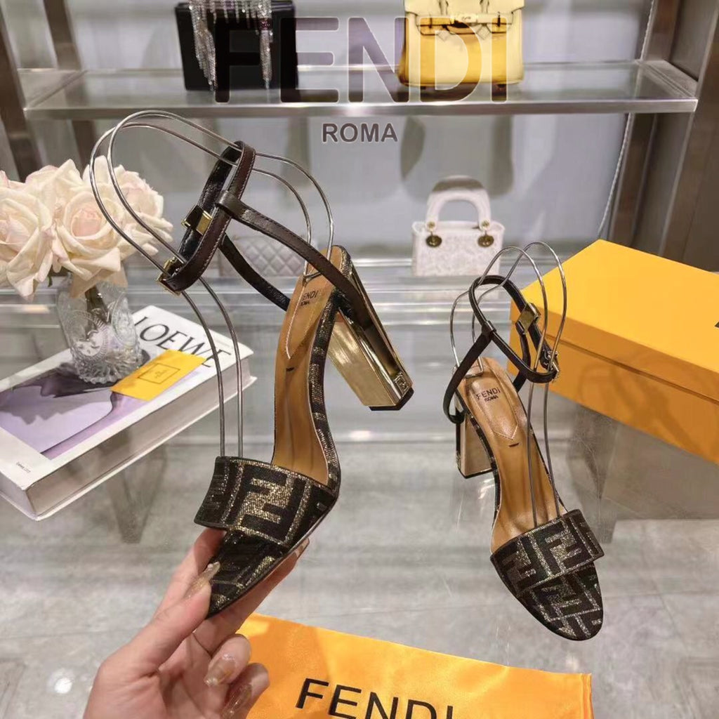 New Fashionable Thick Heel Fish Mouth Strip Sandals 1024022101