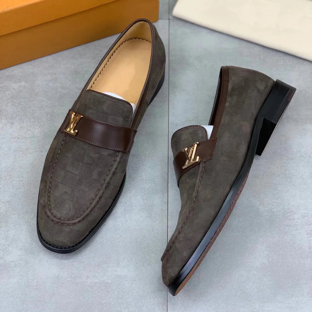 High-end handmade luxury logo men's classic leather shoes
