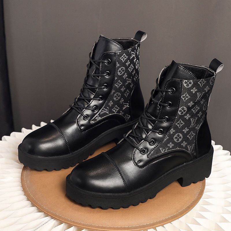 Black Platform Lace-Up Boots