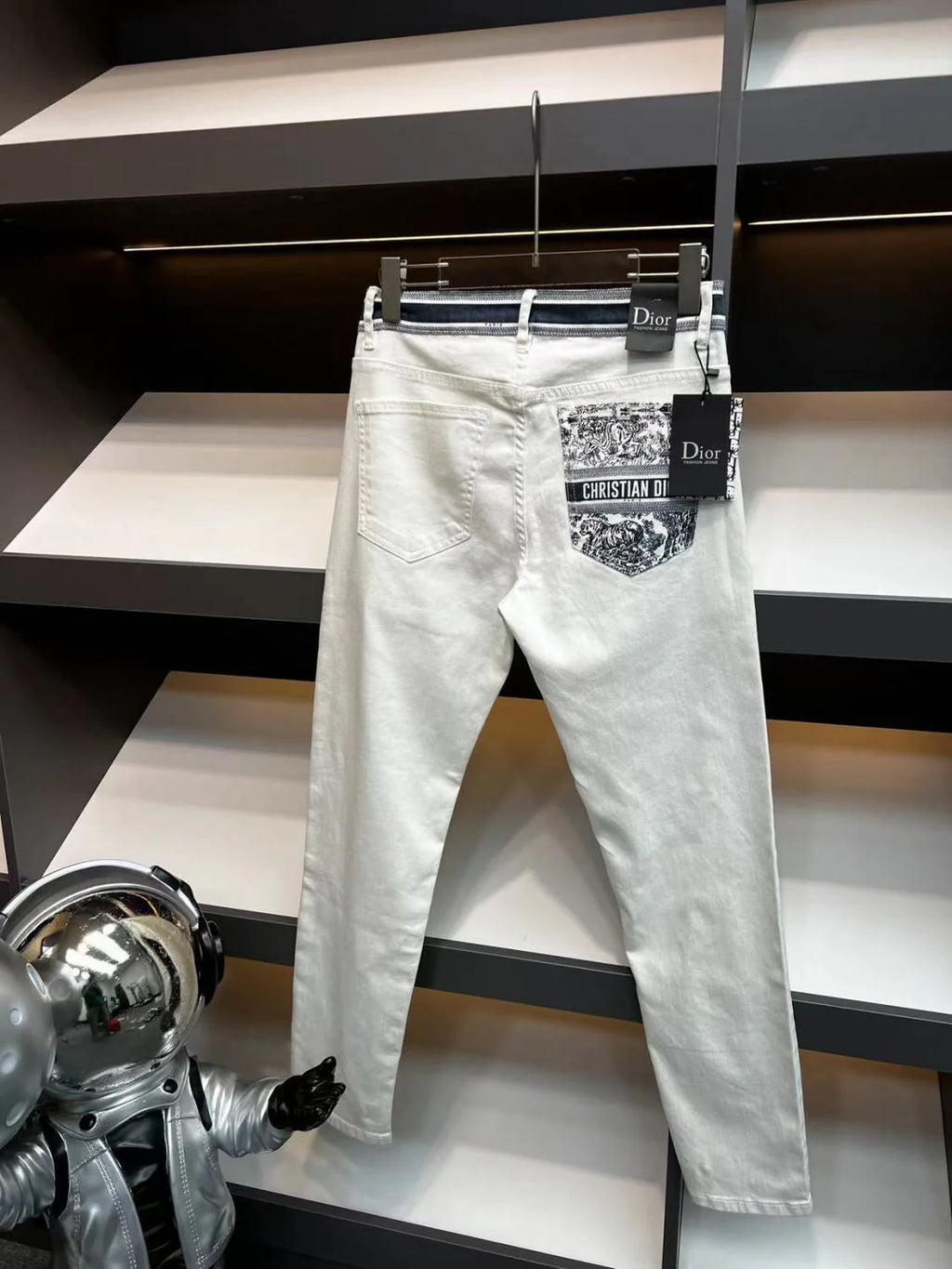 New Arrival Light Luxury Embroidered Men's Jeans Slim-Fit Straight All-Match Stretch Trousers 1024060312