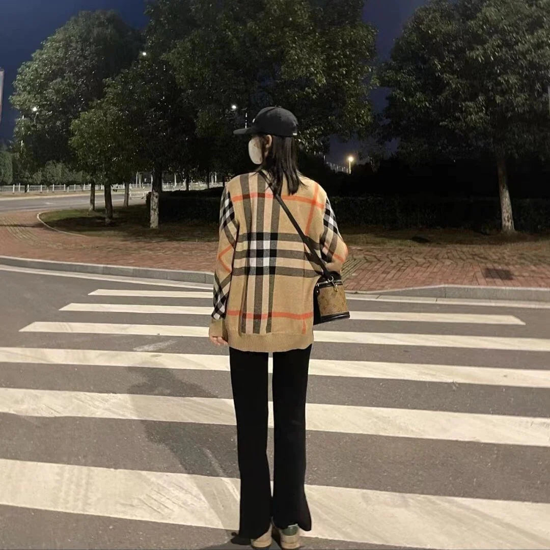 Khaki Classic Plaid Sweater 0823122501
