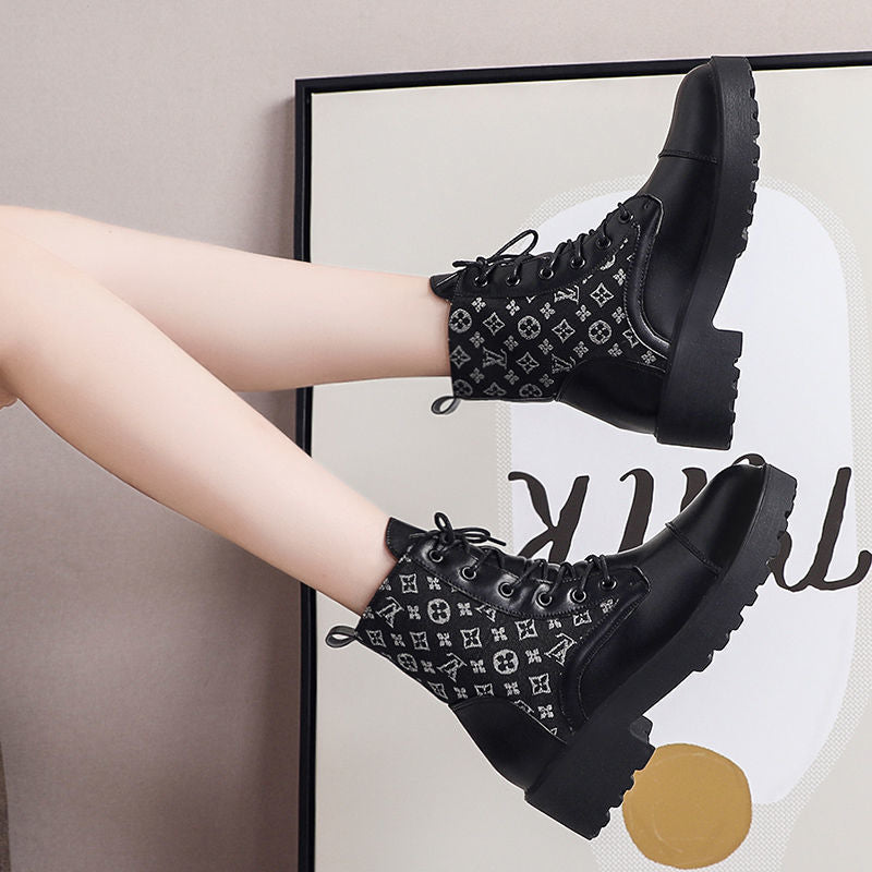 Black Platform Lace-Up Boots