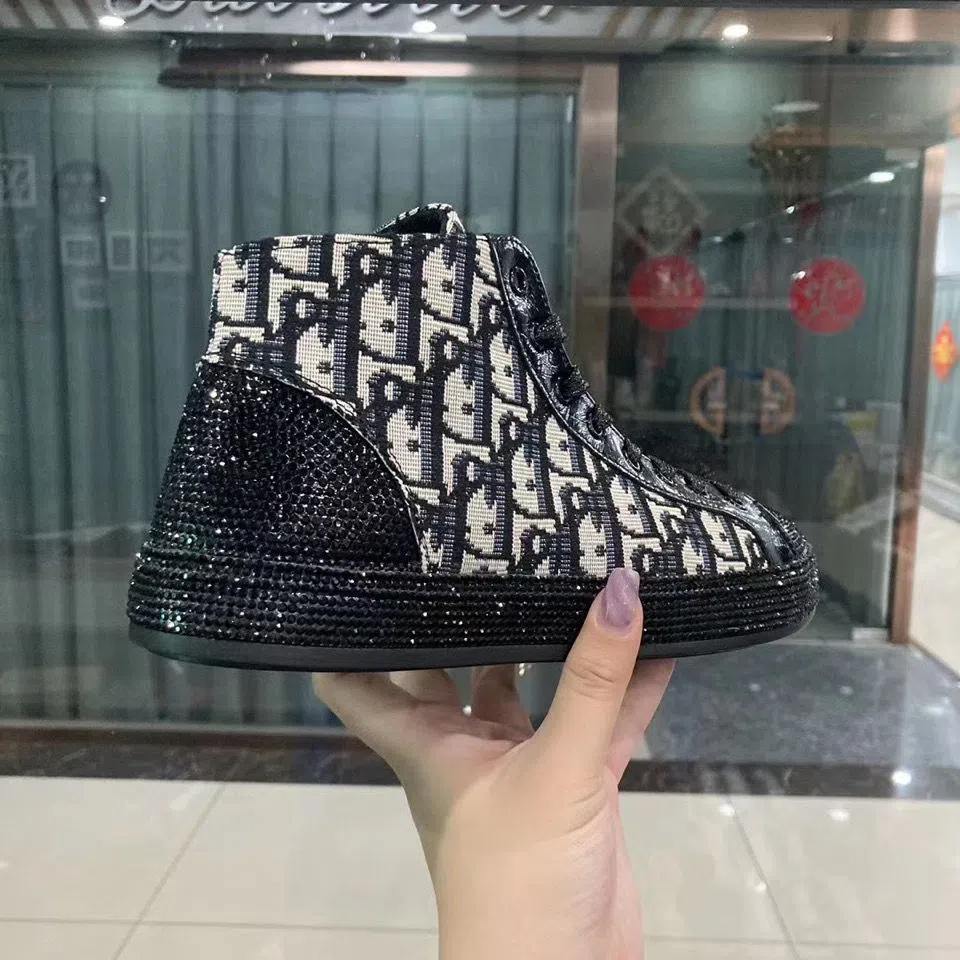 High-top hot diamond fashion casual printed sneakers