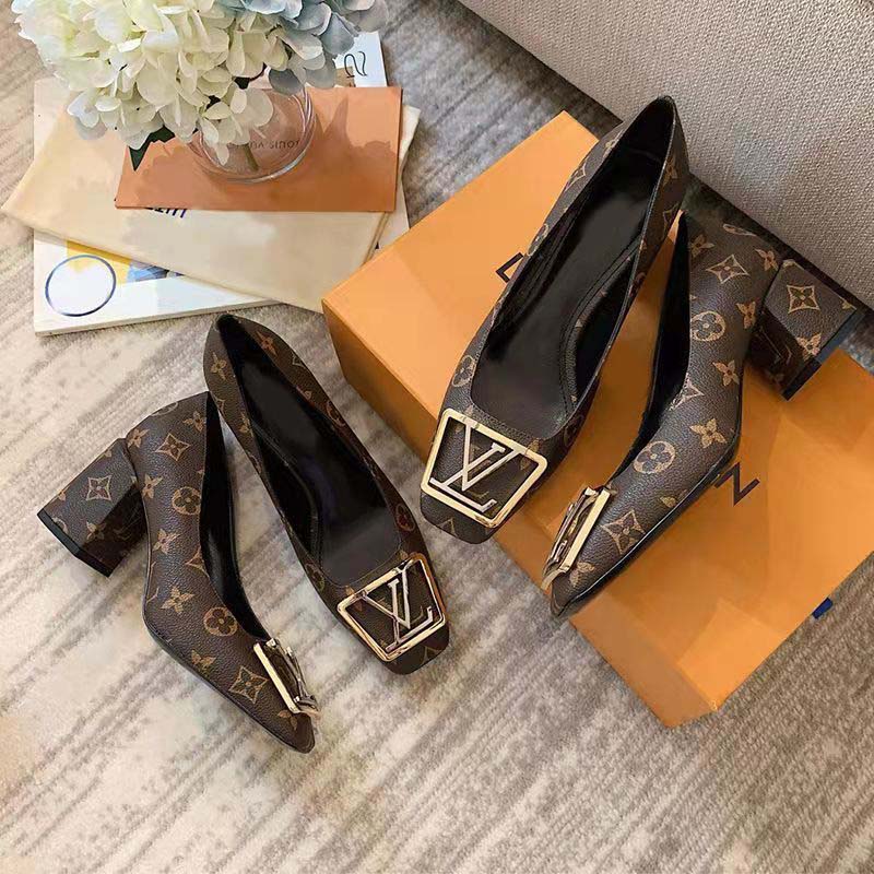 patent leather letter buckle square toe women's shoes