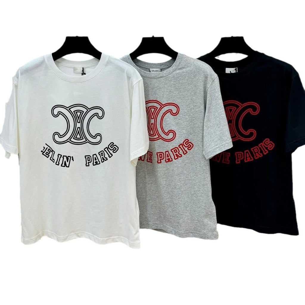 New Flocking Letters Round Neck T-Shirt 1024041201