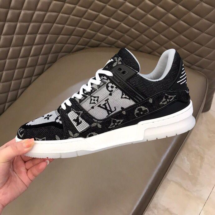 Black embroidered luxury logo men's sneakers running shoes