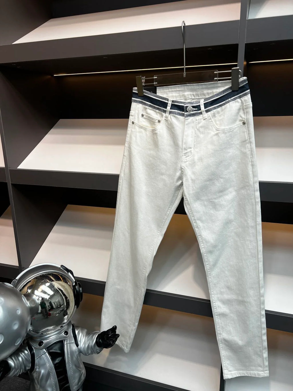 New Arrival Light Luxury Embroidered Men's Jeans Slim-Fit Straight All-Match Stretch Trousers 1024060312