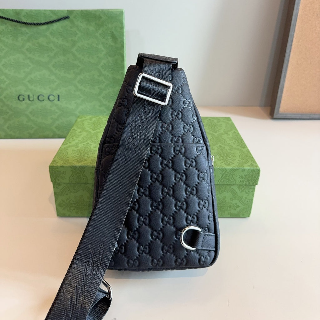 GUI Leather embossed chest bag 1825111301