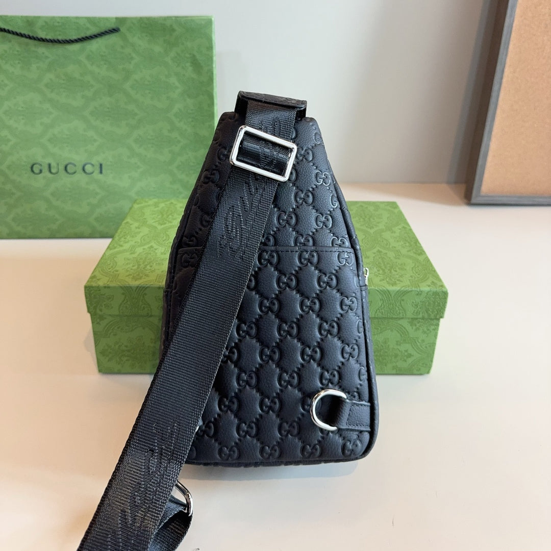 GUI Leather embossed chest bag 1825111301