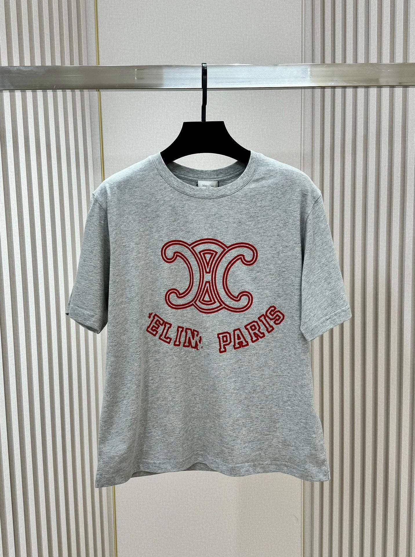 New Flocking Letters Round Neck T-Shirt 1024041201
