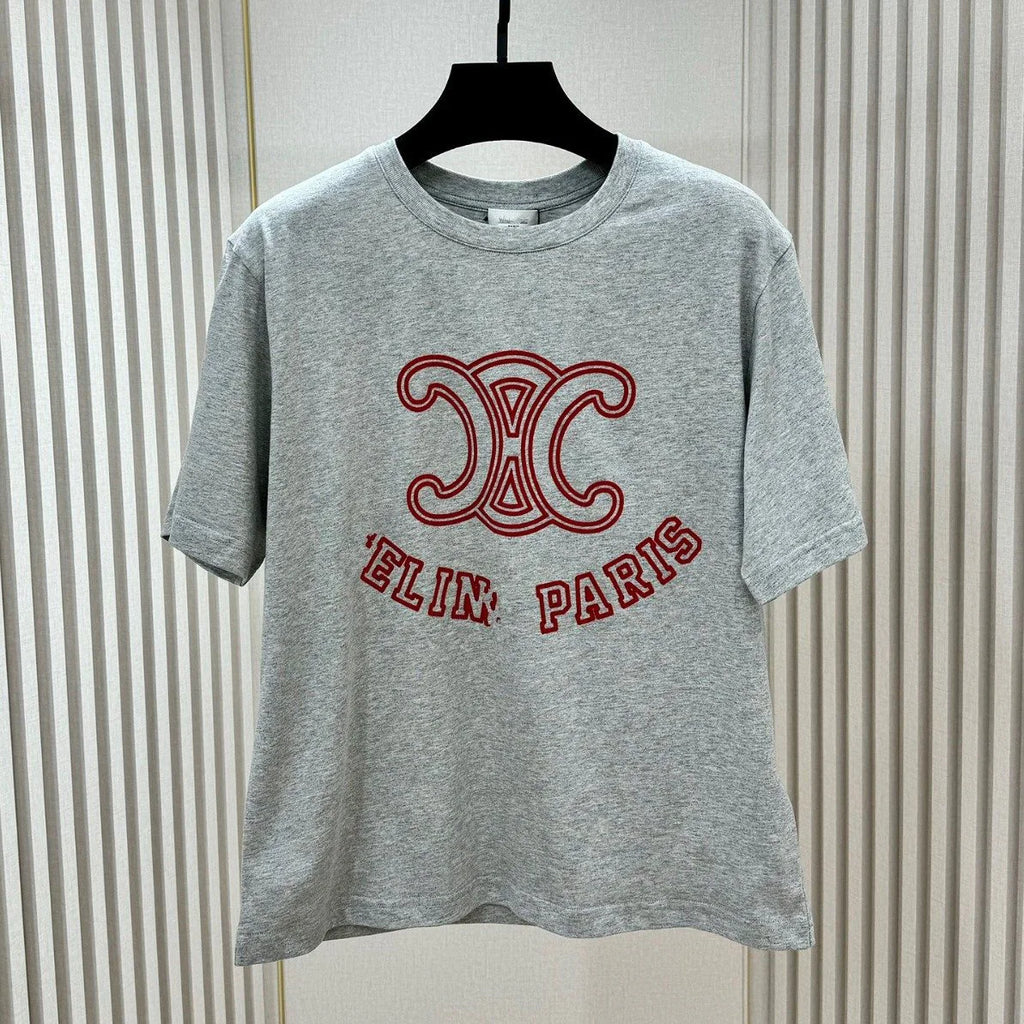 New Flocking Letters Round Neck T-Shirt 1024041201