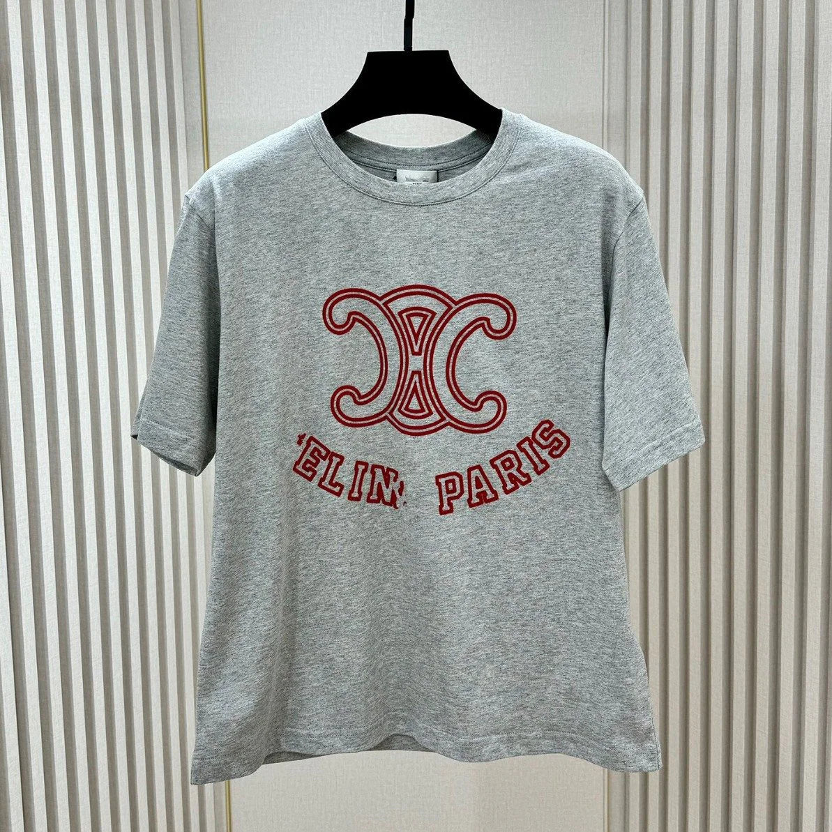 New Flocking Letters Round Neck T-Shirt 1024041201