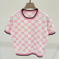 New round neck letter jacquard knit short tops 1025042214