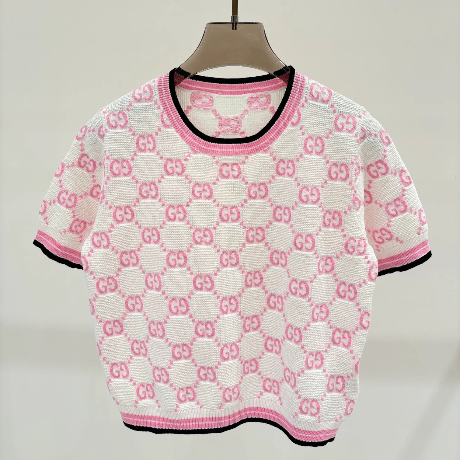 New round neck letter jacquard knit short tops 1025042214