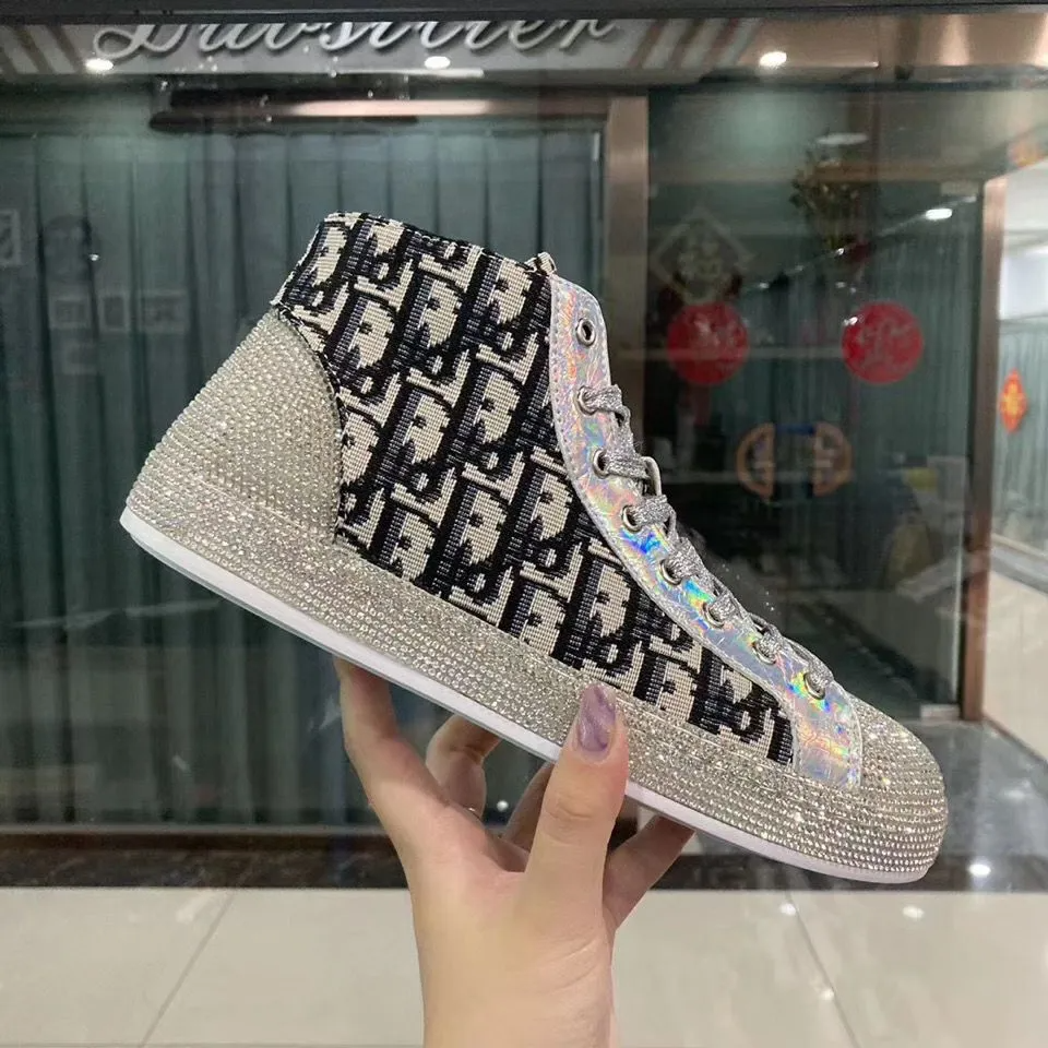 High-top hot diamond fashion casual printed sneakers
