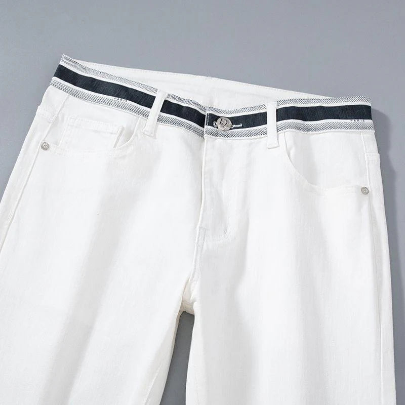 New Arrival Light Luxury Embroidered Men's Jeans Slim-Fit Straight All-Match Stretch Trousers 1024060312